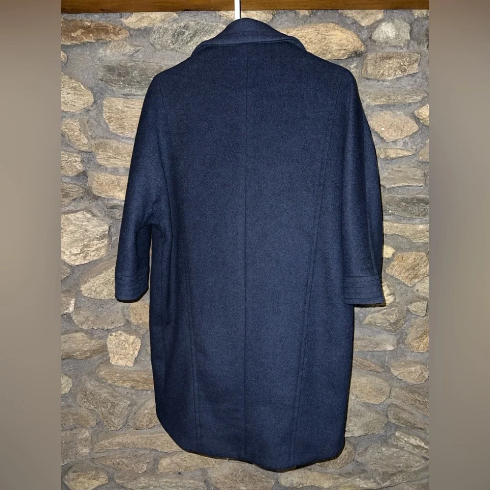 LTD Dark Blue Women's wool cocoon Coat - Picture 2 of 7